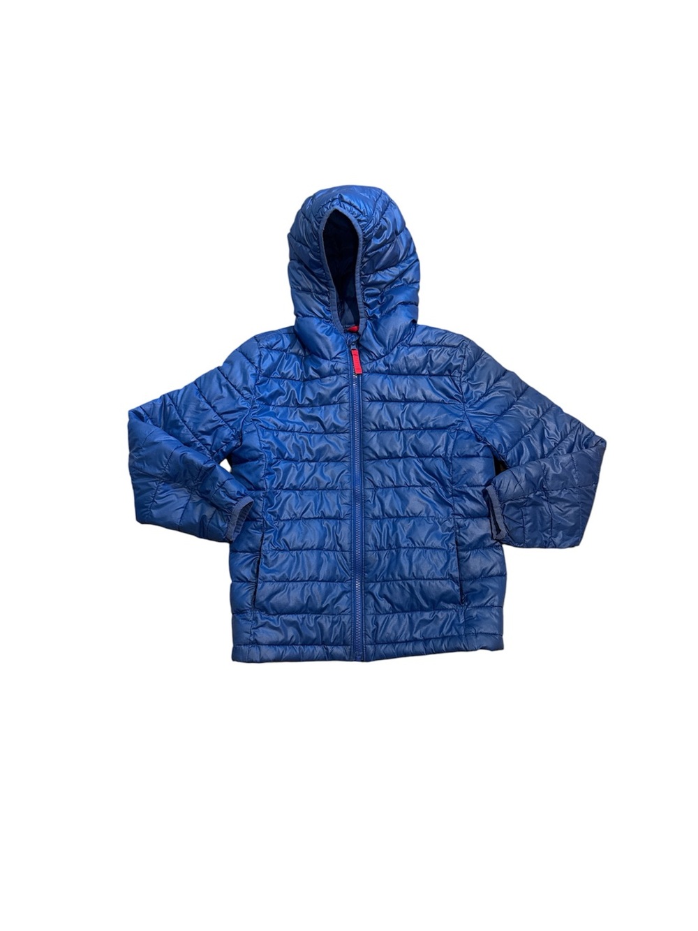 Primary Kids Lightweight Blue Hooded Puffer Jacket
